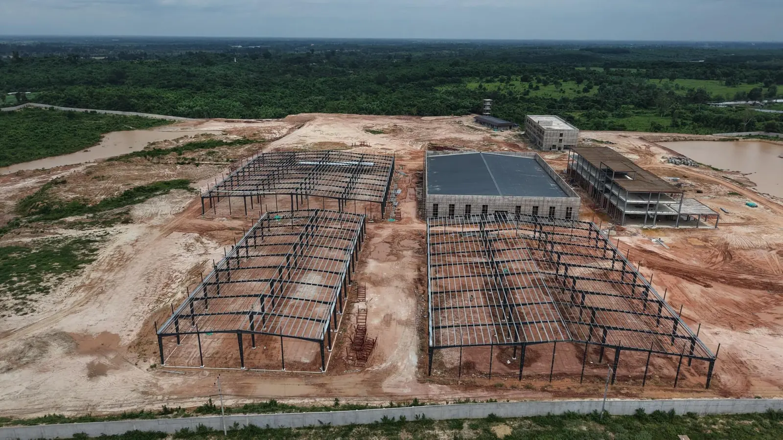 Aerial overview of ongoing construction at the Raysun Vientiane project