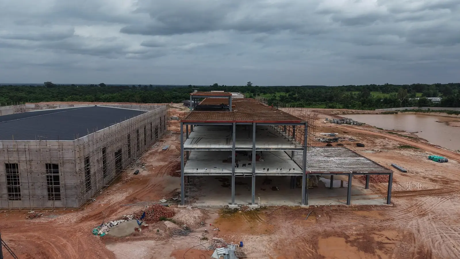 Main building under construction at the Raysun Vientiane project