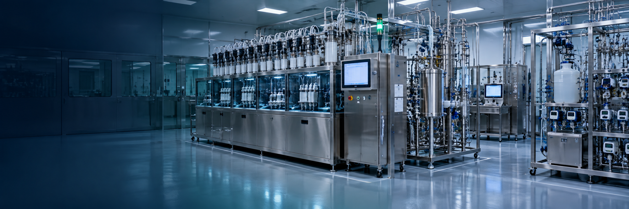 Oligonucleotide synthesis and purification equipment in a pharmaceutical cleanroom